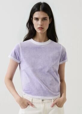 Patrick Assaraf Women’s Reverse Spray Lightweight Pima Cotton Baby T-Shirt Sz S